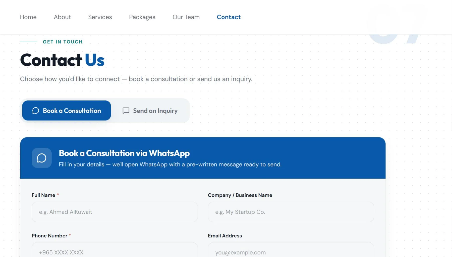 Milestone Consultancy consultation booking form